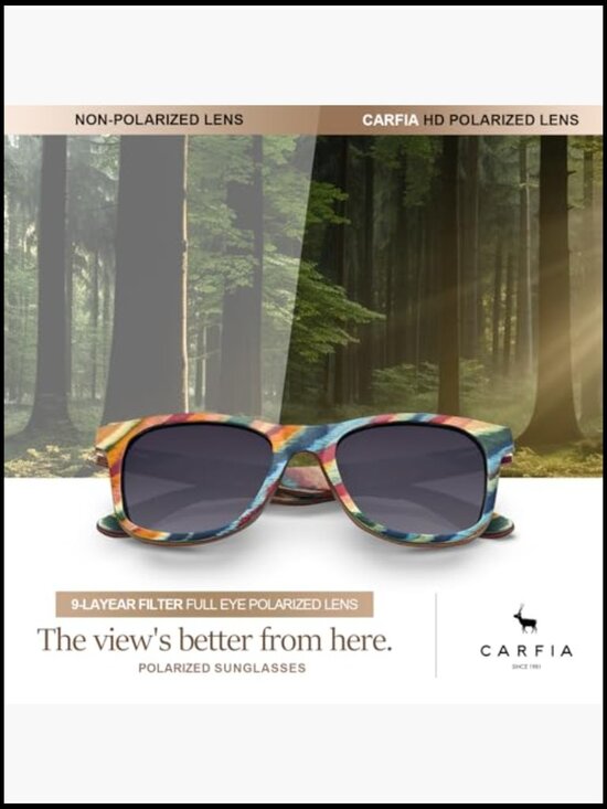 Natural Wood Frame Polarized Sunglasses with Spring Hinges main image 5